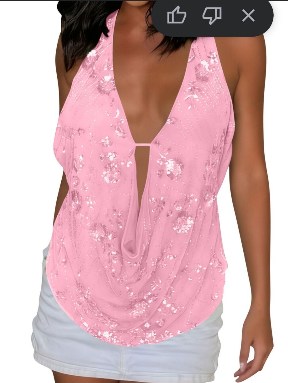 Missguided + Pink Draped Sequin Swim Cover-Up Top